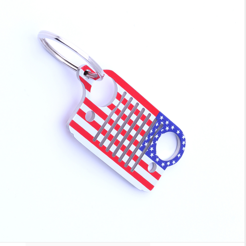 American Flag Jeep Stainless Steel Key Chain